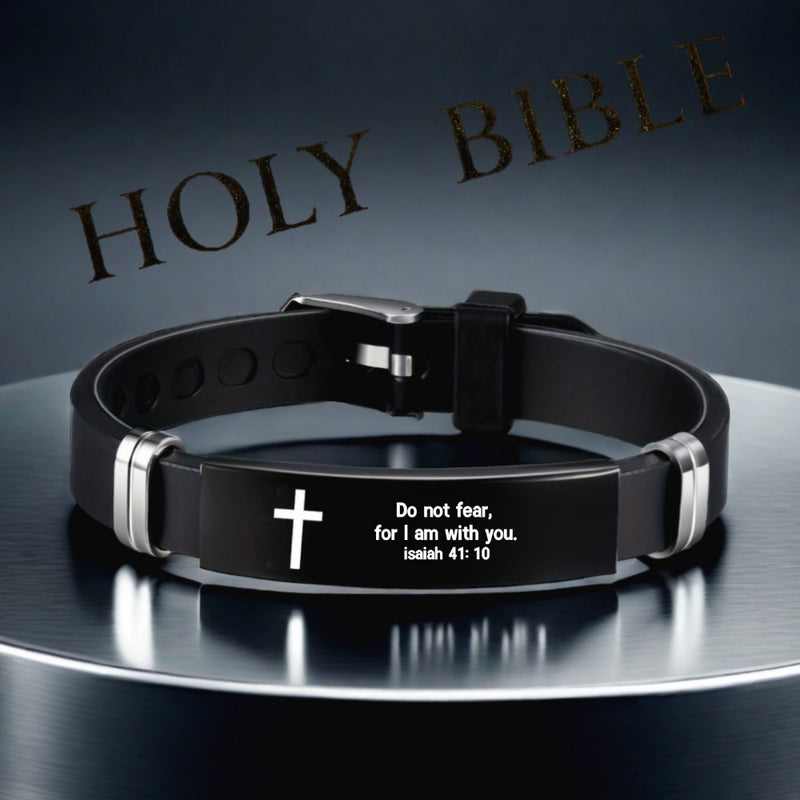 Pulseira Bíblica, cruz e versículos da Bíblia, joia religiosa inspiradora | Em até 12x de R$ 9,83