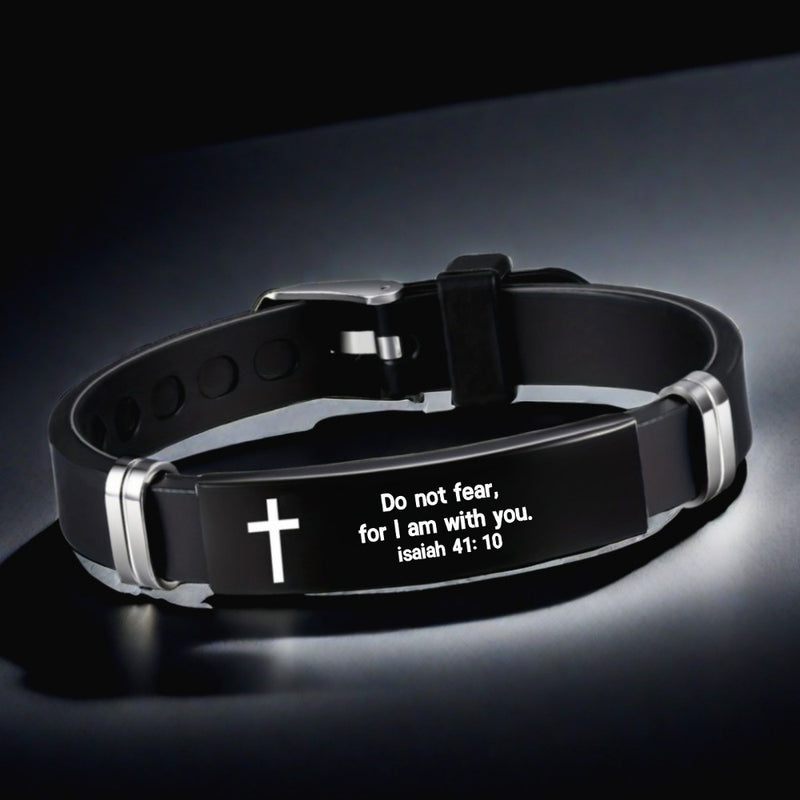 Pulseira Bíblica, cruz e versículos da Bíblia, joia religiosa inspiradora | Em até 12x de R$ 9,83